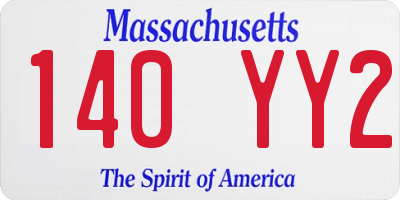 MA license plate 140YY2