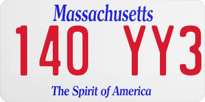 MA license plate 140YY3