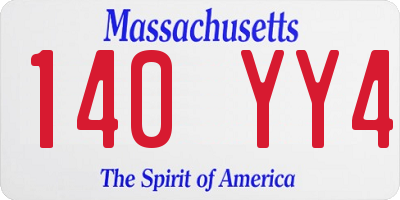 MA license plate 140YY4