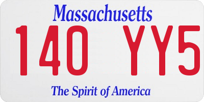 MA license plate 140YY5