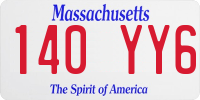 MA license plate 140YY6