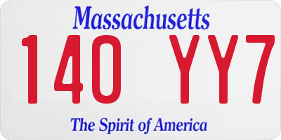 MA license plate 140YY7