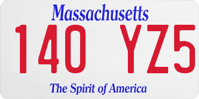 MA license plate 140YZ5