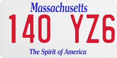 MA license plate 140YZ6