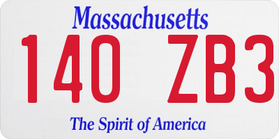 MA license plate 140ZB3