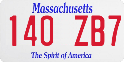 MA license plate 140ZB7