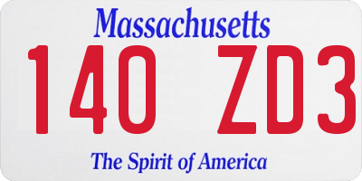 MA license plate 140ZD3