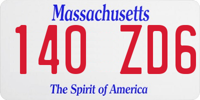 MA license plate 140ZD6