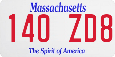 MA license plate 140ZD8