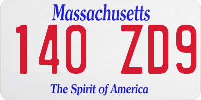 MA license plate 140ZD9