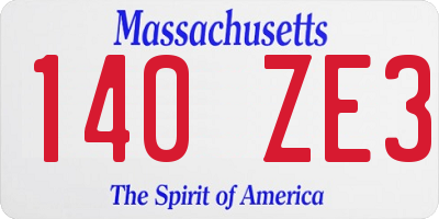 MA license plate 140ZE3
