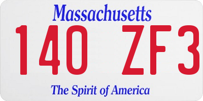 MA license plate 140ZF3