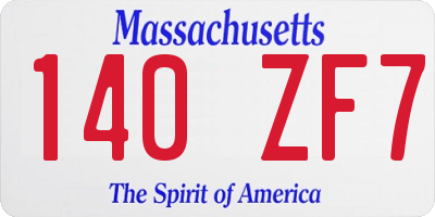MA license plate 140ZF7