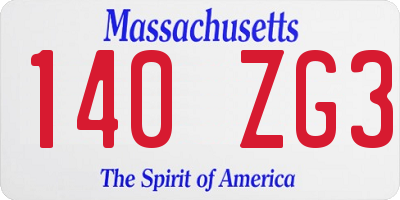 MA license plate 140ZG3