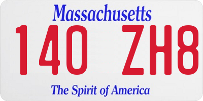 MA license plate 140ZH8