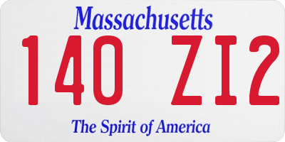 MA license plate 140ZI2