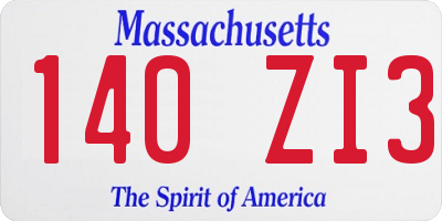 MA license plate 140ZI3