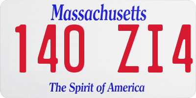 MA license plate 140ZI4