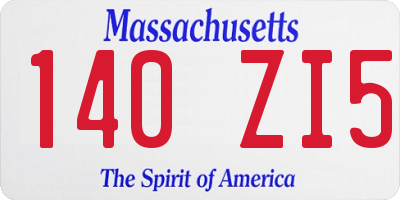 MA license plate 140ZI5