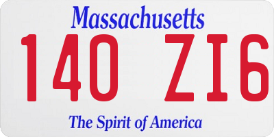 MA license plate 140ZI6