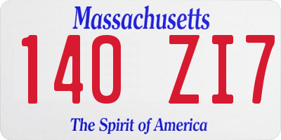 MA license plate 140ZI7