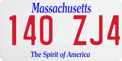 MA license plate 140ZJ4
