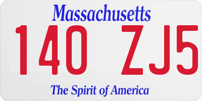 MA license plate 140ZJ5