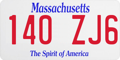 MA license plate 140ZJ6