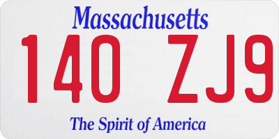 MA license plate 140ZJ9