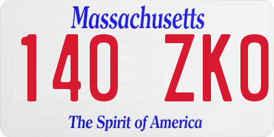 MA license plate 140ZK0