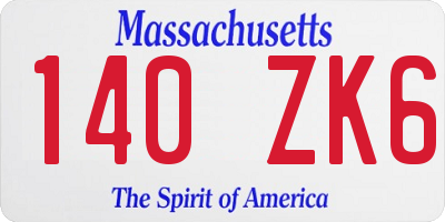 MA license plate 140ZK6
