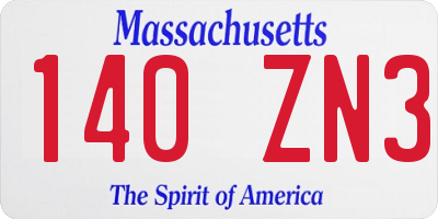 MA license plate 140ZN3