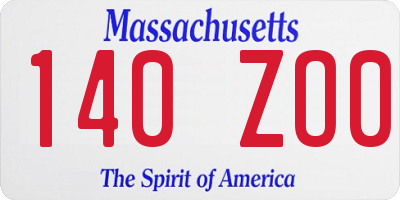 MA license plate 140ZO0
