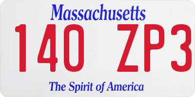 MA license plate 140ZP3