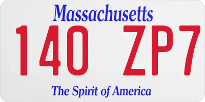 MA license plate 140ZP7