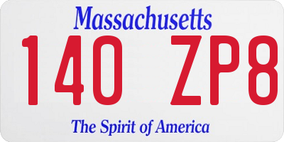 MA license plate 140ZP8