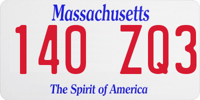MA license plate 140ZQ3