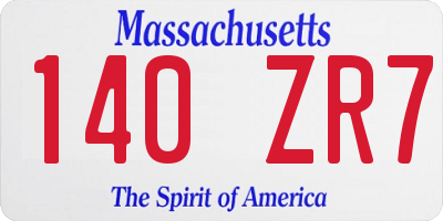 MA license plate 140ZR7