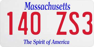 MA license plate 140ZS3