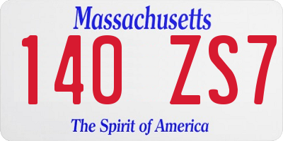 MA license plate 140ZS7