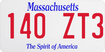 MA license plate 140ZT3