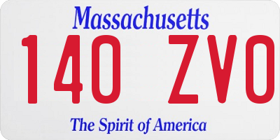 MA license plate 140ZV0