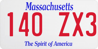 MA license plate 140ZX3