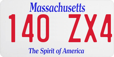 MA license plate 140ZX4