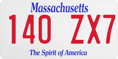 MA license plate 140ZX7