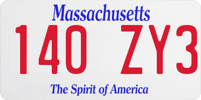 MA license plate 140ZY3