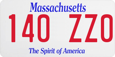 MA license plate 140ZZ0