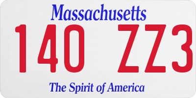 MA license plate 140ZZ3