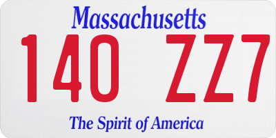 MA license plate 140ZZ7