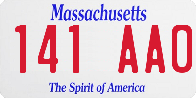 MA license plate 141AA0